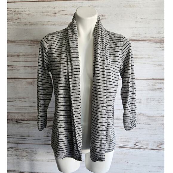 Theory Gray and Black Stripe Open Front Cardi Cardigan sz M - Picture 1 of 6